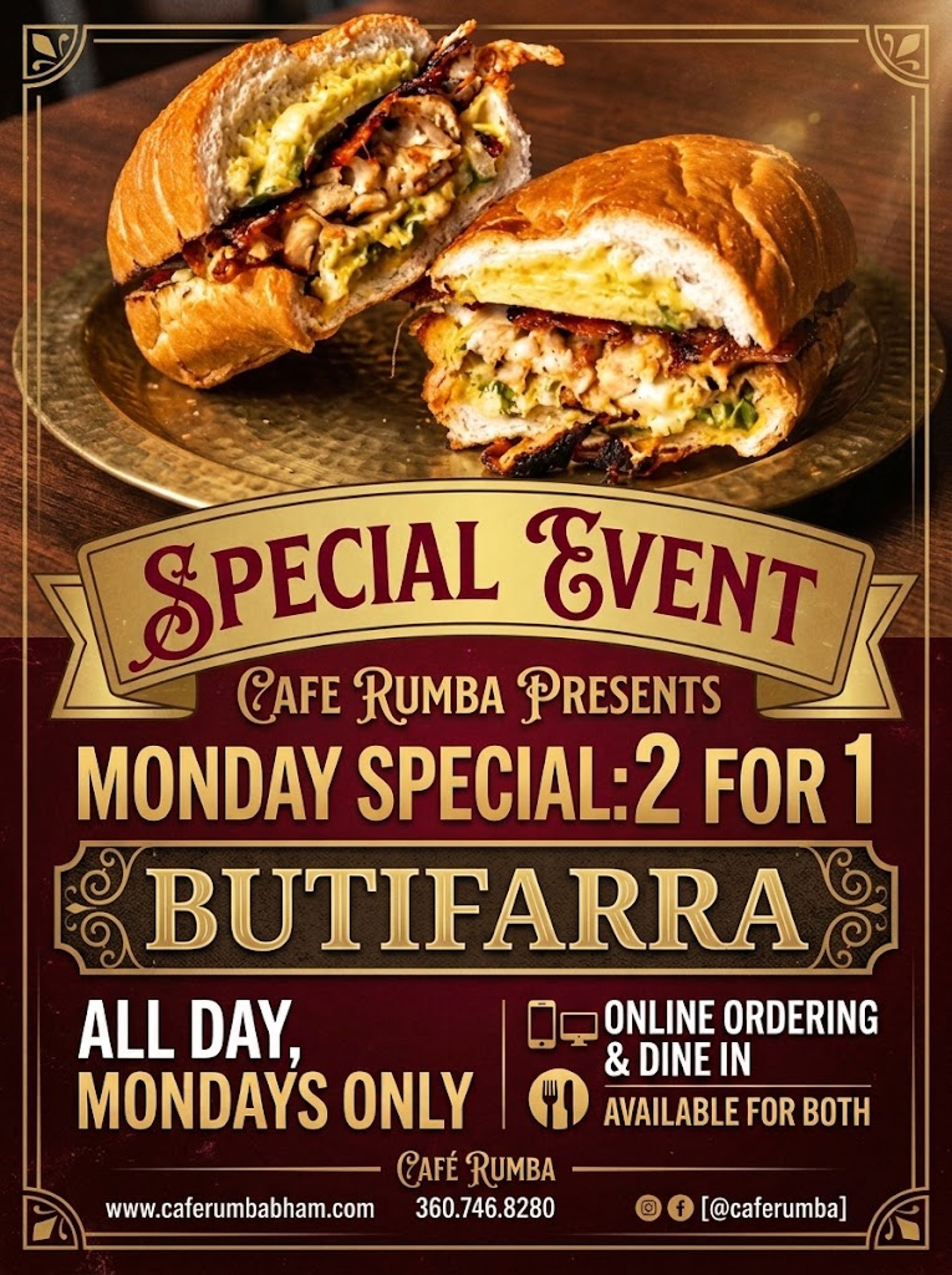 Cafe Rumba’s 2-for-1 Butifarra Mondays: Double the Peruvian Flavor All Day Long!