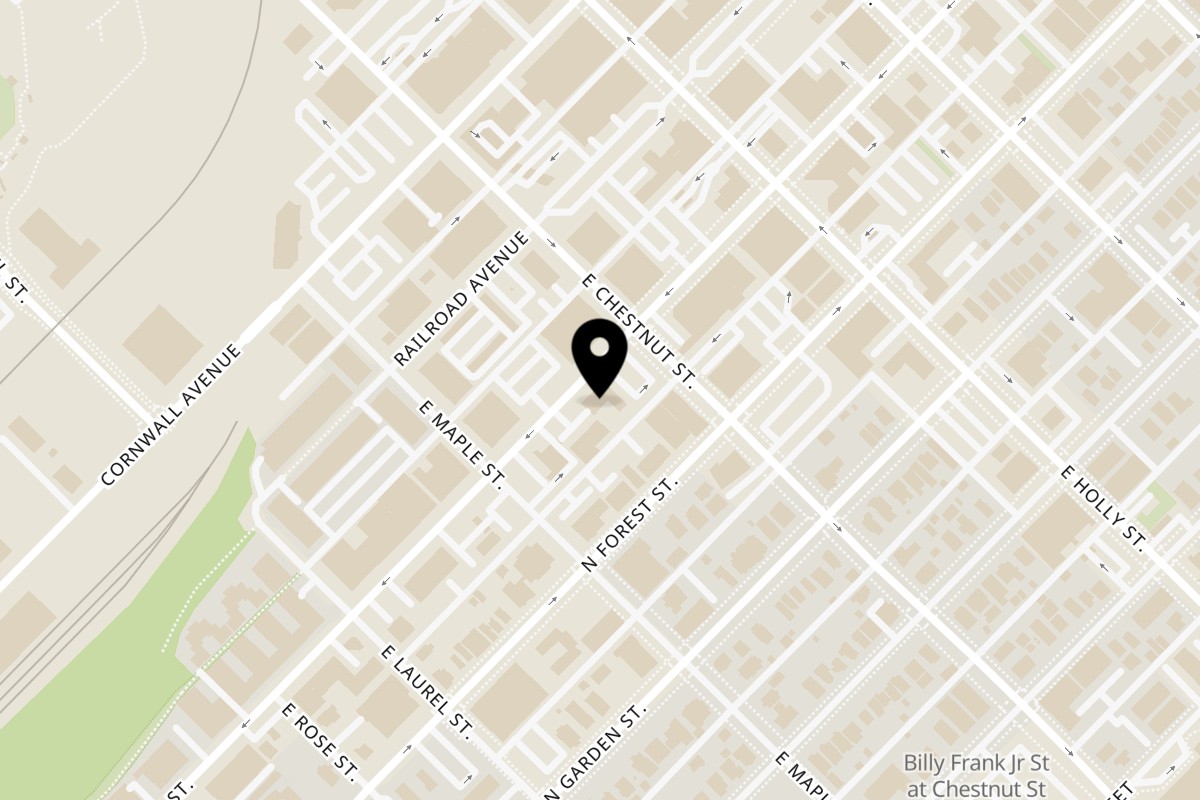 Map showing the location of Cafe Rumba on 1140 N State St in Bellingham